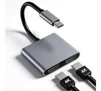 Adaptador USB C a Dual HDMI 4K @ 60 Hz, adaptador HDMI USB para MacBook, iPad, Surface, Dell, Chromebook, Tipo C a HDMI Dual Display Adapter