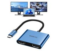 Adaptador USB C a Dual HDMI 4K@60Hz, Divisor de Tipo C a HDMI para Pantalla Extendida para MacBook/MacBook Pro Air, Dell XPS13/15, Samsung Galaxy S9/S9+ [Modo MST (Pantallas Extendidas) Solo para Win
