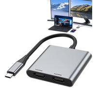 Adaptador USB C a Dual HDMI, adaptador de doble monitor, adaptador USB C, concentrador con 2 puertos HDMI 4K a 60 Hz, para ordenador portátil HP Dell Surface Lenovo Thinkpad MacBook Pro Air y más
