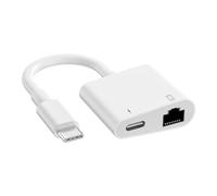Adaptador USB C a Ethernet, adaptador de red LAN Ethernet RJ45 2 en 1 con puerto de carga USB tipo C compatible con iPhone 15/tableta/portátil y dispositivos USB C, Plug and Play, soporta red Ethernet