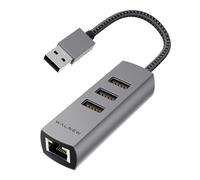 Adaptador USB-C a Ethernet, adaptador LAN WALNEW USBC a RJ45, convertidor de cable de red Gigabit Cat a Thunderbolt 3 tipo C para Mac, MacBook Pro/Air, Samsung Galaxy Tab (Ehternet + puerto USB-A