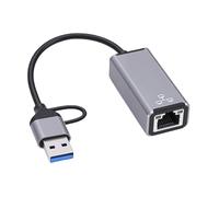 Adaptador USB C A Ethernet Convertidor USB A Conectividad de Puerto Dual Monitoreo de Estado en Tiempo Real para Usuarios de OS (aleación de Aluminio)
