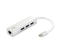 Level One Adaptador USB-C a Gigabit Ethernet RJ45 con HUB USB 3.0 3 puertos