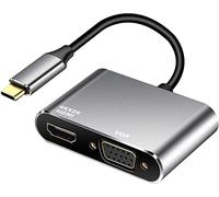Adaptador USB C a HD-MI VGA, tipo C a HD-MI VGA Thunderbolt 3 convertidor Ultra HD 4K Dual Display Multipuertos para 2017/2018 Mac Book Pro/Chrome-Book Pixel/Samsung