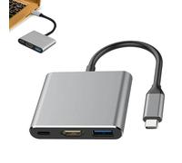 Adaptador USB C a HDM1, Adaptador HDM1 3 en 1 Multipuerto con 4K HD1, USB 3.0 y Puerto de Carga PD para Smartphone Proyector Monitor, Compatible con MacBook Pro, MacBook Air, Mini, Mac