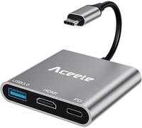 Adaptador USB C a HDMI, 3 en 1 Adaptador Multipuerto Tipo-C Digital AV, 4K HDMI y 5Gbps USB 3.0 y Carga Rápida 100W PD, Hub USB-C para iPhone/MacBook Pro Air/iPad/Chromebook/Surface/Samsung y Más