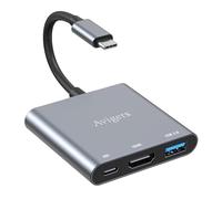 Adaptador USB C a HDMI, 3 en 1 Multipuerto USB C HDMI Adaptador con 4K Hdmi, Puerto PD 100 W, Puerto USB 3.0, para iPhone 16/15 Series, MacBook Pro/Air, iPad, Samsung, Computadora, Surface Pro, y Más