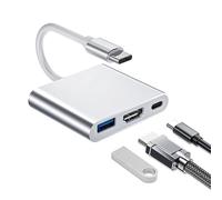 Adaptador USB C a HDMI 4K 30Hz, 3 en 1 Multipuerto USB C Hub Tipo C Adaptador Carga Rápida, Hub Multiport para MacBook Pro, iPhone 15, iPad Pro, Samsung, DELL, Chromebook, Compatible con Proyector TV