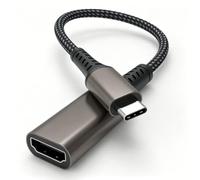 Adaptador USB C a HDMI 4K a 60Hz, adaptador hembra tipo C a HDMI 2.0, carcasa de aluminio y nailon trenzado, compatible con Thunderbolt 3/4, para iPhone 17/16, MacBook Pro/Air, iPad Pro, iMac, S23
