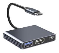 Adaptador USB C a HDMI, adaptador multipuerto AV digital 3 en 1 4K a 30Hz con salida HDMI 4K, PD de 100 W y puerto USB 3.0, adaptador tipo C a HDMI compatible con MacBook Pro, HP, MacBook Air, iPad