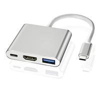 Adaptador USB C a HDMI Convertidor HDMI 4K para MacBook, LinKAVEniR USB C a USB 3.0 Hub, adaptador USB C multipuerto 3 en 1 con puerto de carga PD para computadora portátil, smartphone y más