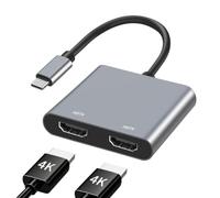 Adaptador USB C a HDMI dual 4K a 60Hz, divisor tipo C a HDMI para monitores duales, divisor HDMI de pantalla extendida para MacBook Air/Pro, Dell, HP, Surface, Chromebook (solo compatible con macOS
