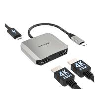 Adaptador USB C a HDMI dual, adaptador HDMI WAVLINK con HDMI dual, 100 W PD para ordenadores portátiles Mac, Windows, Dell XPS, HP, Lenovo, Thunderbolt 3/4