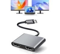 Adaptador USB C a HDMI dual, con 2 estaciones de acoplamiento HDMI 4K a 60Hz, divisor tipo C a HD para 2 monitores, apto para MacBook Air/Pro, Dell, HP, Lenovo, Chromebook, Surface USB tipo C