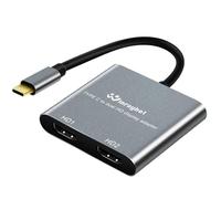 Adaptador USB C a HDMI dual, convertidor de pantalla USB tipo C a 2 HDMI, 4K a 60Hz/Dual 4K @30Hz para Mac/Lenovo/Dell, Plug and Play compatible con Windows y Mac OS, compatible con Thunderbolt 3 y