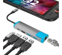 Adaptador USB C a HDMI para Switch 2, estación de acoplamiento Switch 2 con puerto HDMI 4K a 60Hz, puerto tipo C, puerto USB 3.0, LAN de 1000 m, repuesto para base oficial Switch 2