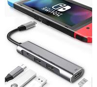 Adaptador USB C a HDMI para Switch - 4 en 1 USB C Dock con Puerto de Carga PD, USB 3.0, Tipo C a HDMI Convertidor 4K TV Adaptador para Nintendo Switch/Switch OLED, MacBook Pro