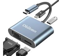 Adaptador USB C a HDMI VGA, 4 en 1 Adaptador VGA HDMI 4K @ 30 Hz multipuerto Thunderbolt 3 a HDMI VGA, Puerto de Carga PD 100 W, USB 3.0 para MacBook/MacBook Pro/Air, Chromebook, DELL, HDTV