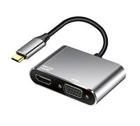 Adaptador USB C a HDMI VGA, 4K HDMI/1080P VGA USB-C 2 en 1 Hub Thunderbolt 3 a HDMI Convertidor para MacBook/Pro/Air, Chromebook Pixel, Dell XPS 13/15, Samsung Galaxy S22/S21/S20, y Más
