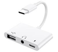 Adaptador USB C a Jack 3.5 mm, 3 en 1 Adaptador USBC a USB Conector de Audio Auriculares 3.5mm y Cargador PD Compatible con iPhone 17/15/16/Pad Otros Dispositivos Tipo-C, Adapter Tipo C a Jack