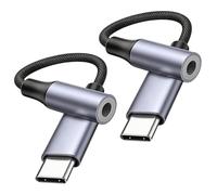 Adaptador USB C a Jack 3.5mm, 2 Pack Adaptador Auriculares Tipo C a Aux Jack con DAC Chip, Cable Auxiliar Audio-Adapter USB C to Audio 3.5mm para iPhone 17 Air/16 15 Pro Max,iPad Pro,Macbook,Galaxy