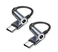 Adaptador USB C a Jack 3,5mm 2Pack, Adaptador Auriculares Tipo C a Jack 3,5 mm Audio Aux Cable con DAC Chip adaptador jack a USB C para iPhone 16 15 Pro Max,Galaxy S25 S24 S23 S22,P40/P30,Huawei,Pixel