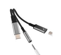 Adaptador USB C a Jack 3.5mm auricular (2 en 1) para iPhone 16 15 Pro cargador cable compatible con Samsung Galaxy para iPad Audio Auriculares para Apple Dual Cable Conector DAC Tipo C Splitter