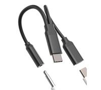 Adaptador USB C a Jack 3.5mm Auriculares(2 en 1)Cable Cargador Tipo C Dongle para iPhone 16 15 para iPad Compatible Con Samsung para Apple Headphone Microfono Convertidor Android Coche Audio Auxiliar