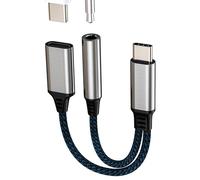 Adaptador USB C a Jack 3.5mm Divisor de Auriculares 2 en 1 Tipo C Cable Carga Toma DAC Audio AUX de Coche Auriculares Conector para Apple iPhone 15 para iPad Compatible para Samsung