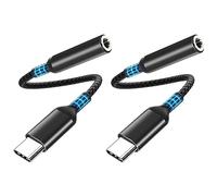 Adaptador Usb C A Jack 3.5mm,Usb C A Jack 3.5 Adaptadores de Audio Para Auriculares,Compatible Con iPhone 17 Pro Max/Pro/17/16/15 Samsung S24 S23 S22 Note20 A53,Huawei P50 ipad Pro Macbook 2Pcs Negro
