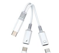 Adaptador USB C a Jack Audio(2 en 1)Dual Tipo C para Apple IPhone16 15 Pro Max auricular compatible con Samsung S24 S23 auricular cargador Splitter para iPad auricular conector DAC AUX Audio Cable
