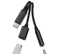 Adaptador USB C a Jack Auriculares 3.5mm Cargador Tipo C(2en1)para iPhone 16 15 Pro Max Adapter Compatible Con Samsung para Apple Headphone Audio Cable Microfono Dongle Conector Android Auxiliar Coche
