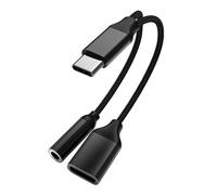 Adaptador USB C a jack de 3,5 mm, 2 en 1 tipo C de 3,5 mm, adaptador de audio, compatible con cable de audio PD de 60 W de carga rápida para iPhone 15/15 Pro Max, Samsung S24/S23/S22, Huawei, Pixeles,