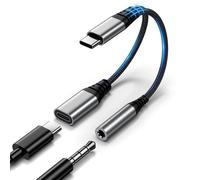 Adaptador USB C a jack de 3,5 mm de 60 W, adaptador de auriculares 2 en 1 y carga, USBC a carga rápida de audio auxiliar para iPhone 17 16 15 Plus Pro Max, iPad Pro Air Mini, Samsung S25 S24 S23 S22