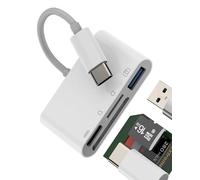 Adaptador USB C a lector tarjetas SD Micro SD USB 3.0 (4 en 1) para iPhone 16 15 para iPad MacBook compatible con Samsung Cámara OTG para memoria externa Flash de carga rápida