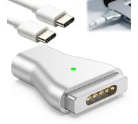 Adaptador USB-C a Magnético para MagSafe 2 PD 100W Convertidor Set Magnético 2 T-Head con LED, 1M Cable USB-C 5A con E-Mark Chip, Compatible con MacBook Air/Pro 2013-2015 Ordenador