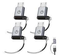 Adaptador USB C a Micro USB (4-Pack), USB C hembra a Micro USB, admite carga rápida de 18 W, no admite conexión OTG, como auriculares, discos duros externos, teclados。