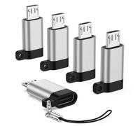Adaptador USB C a Micro USB 5 piezas Micro a Tipo C Adaptador Datos y Carga | USB C hembra a micro USB macho compatible con Samsung Galaxy S7, controlador de PS4, cámara, auriculares, tableta, etc