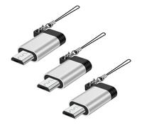 Adaptador USB-C a Micro USB - Lote de 3 adaptadores Micro USB con cordón | USB C hembra a micro USB macho permite datos y carga para Galaxy S7, controlador PS4, cámara, auriculares, tableta, etc