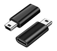Adaptador USB C a Mini USB 2 Pack, Adaptador Mini USB 2.0 Tipo-B Macho a USB C Hembra, Soporte de Carga y Transferencia de Datos, Compatible con Cámara Digital, Reproductor MP3 y Más, Negro