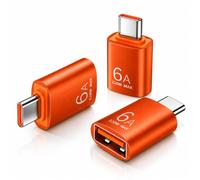 Adaptador USB C a USB, 3 unidades, naranja, USB C macho a hembra 3.0 OTG MacBook Pro/Air, convertidor tipo C Thunderbolt 4 3 para Apple iPhone 17 17e 16, Mac, iPad, Microsoft Surface, Samsung Galaxy