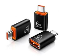 Adaptador USB C a USB, 3 unidades, negro, USB C macho a A hembra 3.0 OTG MacBook Pro/Air, convertidor tipo C Thunderbolt 4 3 para Apple iPhone 17 17e 16, Mac, iPad, Microsoft Surface, Samsung Galaxy