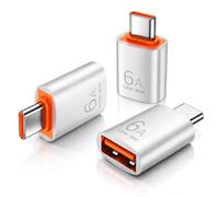 Adaptador USB C a USB, 3 unidades, plateado, USB C macho a hembra 3.0 OTG MacBook Pro/Air, convertidor tipo C Thunderbolt 4 3 para Apple iPhone 17 17e 16, Mac, iPad, Microsoft Surface, Samsung Galaxy