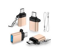 Adaptador USB-C a USB, 4 unidades, transferencia de datos de alta velocidad, USB C macho a USB A hembra, convertidor OTG compatible con iPhone, Galaxy, Pixel, Dell, iPad, MacBook, Chromebook y más
