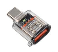 Adaptador USB-C a USB-A 3.0, transferencia de datos de 10 Gbps, carga rápida de 120 W, cuerpo de PC compacto de 28 x 17 x 9 mm, convertidor portátil apto para viajes (transparente)