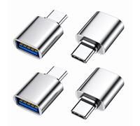 Adaptador USB C a USB A, 4 Stück USB-C a USB, Aleación Zinc Aviation, USB-C Auf A Plug and Play Compacto, Adaptador USB-C a USB-A para Apple 15/16/17, Galaxy S25/S24, Huawei, Xiaomi
