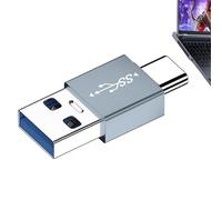 Adaptador USB C a USB A - Mini convertidor de carcasa de aluminio | Conector macho tipo C - Diseño de datos compacto, cargador de laptop, uso de de viaje, enchufe de transferencia de disco U