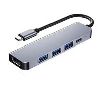 Adaptador USB C a USB HDMI multiconvertidor, cable adaptador USB C a USB A hembra 10G, 4K HDMI USB 3.0 tipo C, cable adaptador multipuerto para laptop a monitor y Thunderbolt 3 4, Mac, iPad, MacBook