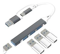 Adaptador USB C a USB Hub Enchufe PC Macbook Port para iPhone 17 16 15 Pro Max Cable Multi Doble Multitoma Portátil 3.0 Accesorios Multiple Thunderbolt Computadora Conector Tipo C Cable Divisor