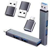 Adaptador USB C a USB, paquete de 5, divisor USB, juego de conectores, material resistente para una transferencia rápida de datos.
